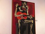 Ecuador Quito Guayasamin 2-05 Museo Guayasamin El Guitarrista Oswaldo Guayasam�n�s El Guitarrista (The Guitarist, 1977) shows a nude guitar player, reminding me of Picasso�s The Old Guitarist in Chicago.